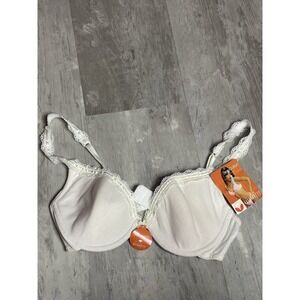 Vassarette Women's White Ice 34C Lace No Slip Straps Bra